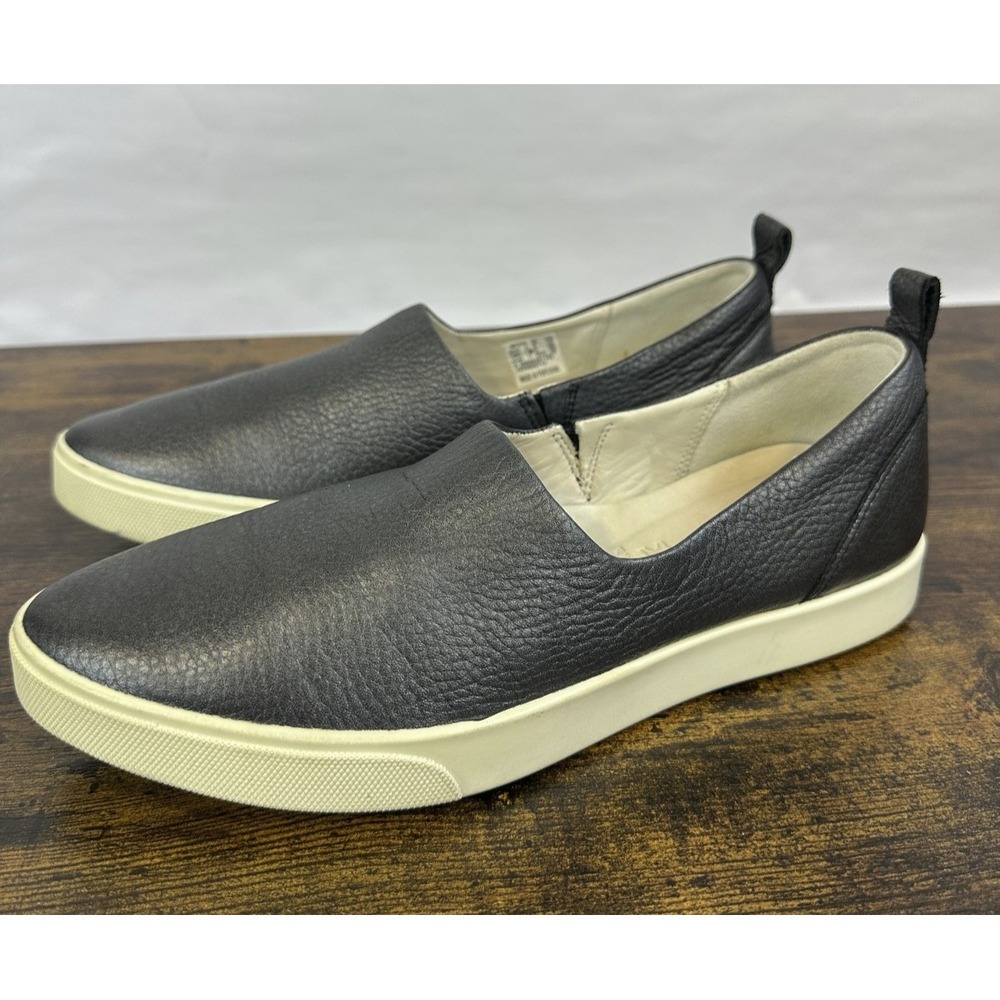 Ecco Gillian Slip On Gray Pebbled Metallic Leather Pointed Toe Loafer US Size 8
